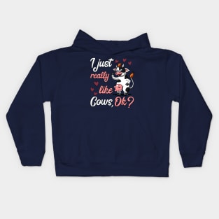 I Just Really Like Cows Cute Farm Animal Funny Cow Kids Hoodie